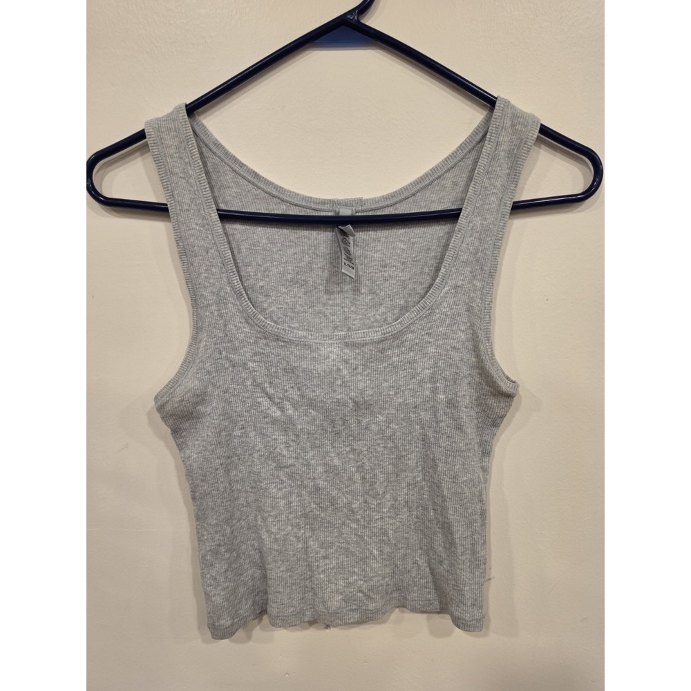 SKIMS Women's Ribbed Scoop Neck Tank Top Gray XL